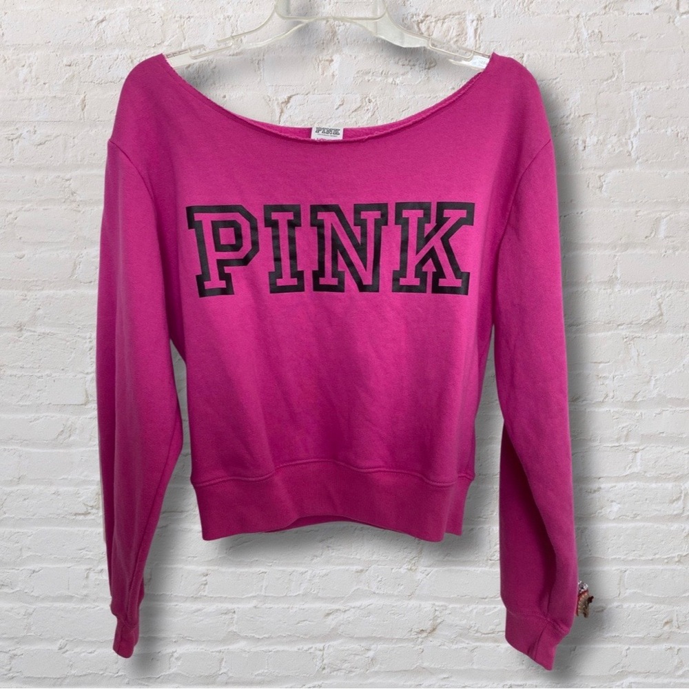 PINK Victoria’s Secret Hot Pink Sweatshirt Small - Picture 1 of 4